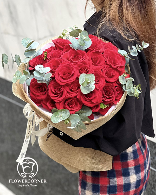 bó hoa hồng đỏ đẹp chỉ 300k